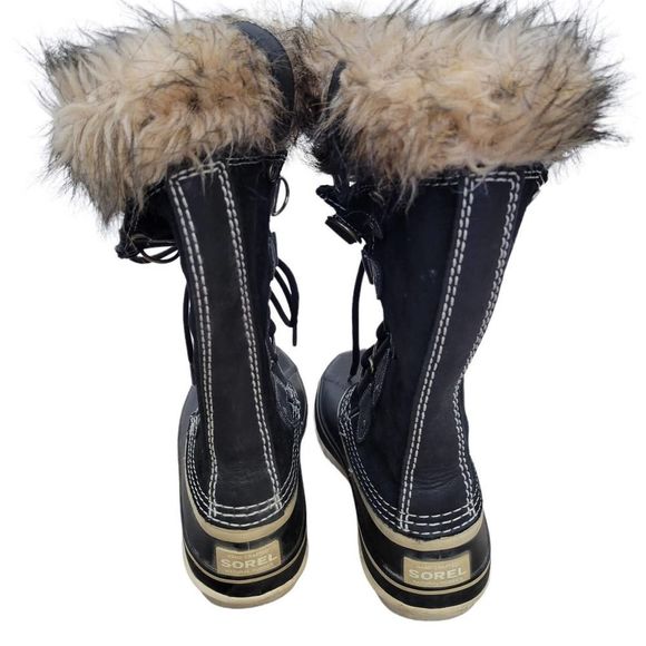 Sorel Joan of Artic Black Mid Calf Faux Fur Boots Women's US 6 SL1540-010 - Picture 4 of 9